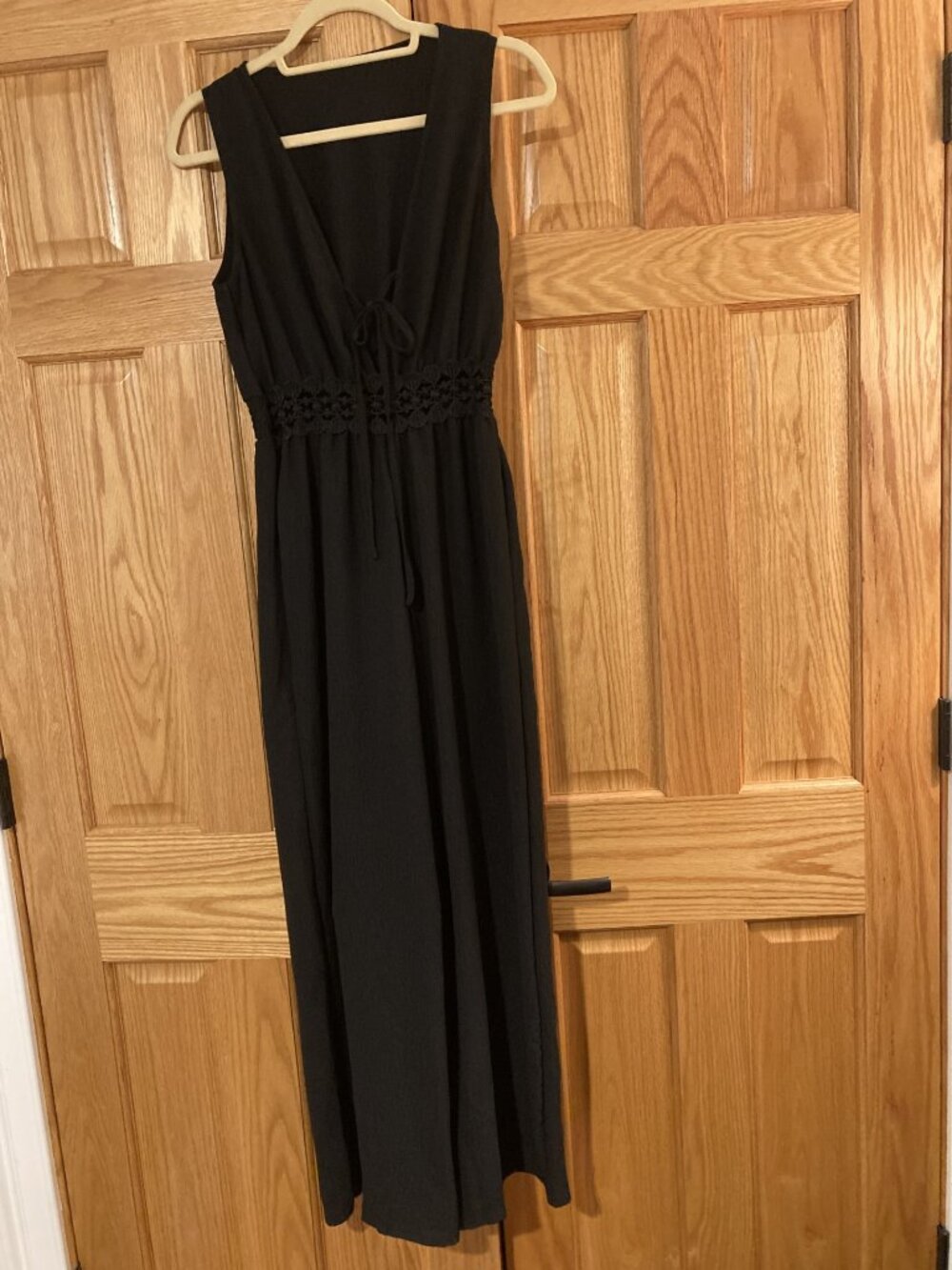 Black Bohemian Flowy Lace Midriff Jumpsuit – Size XS (NWT)